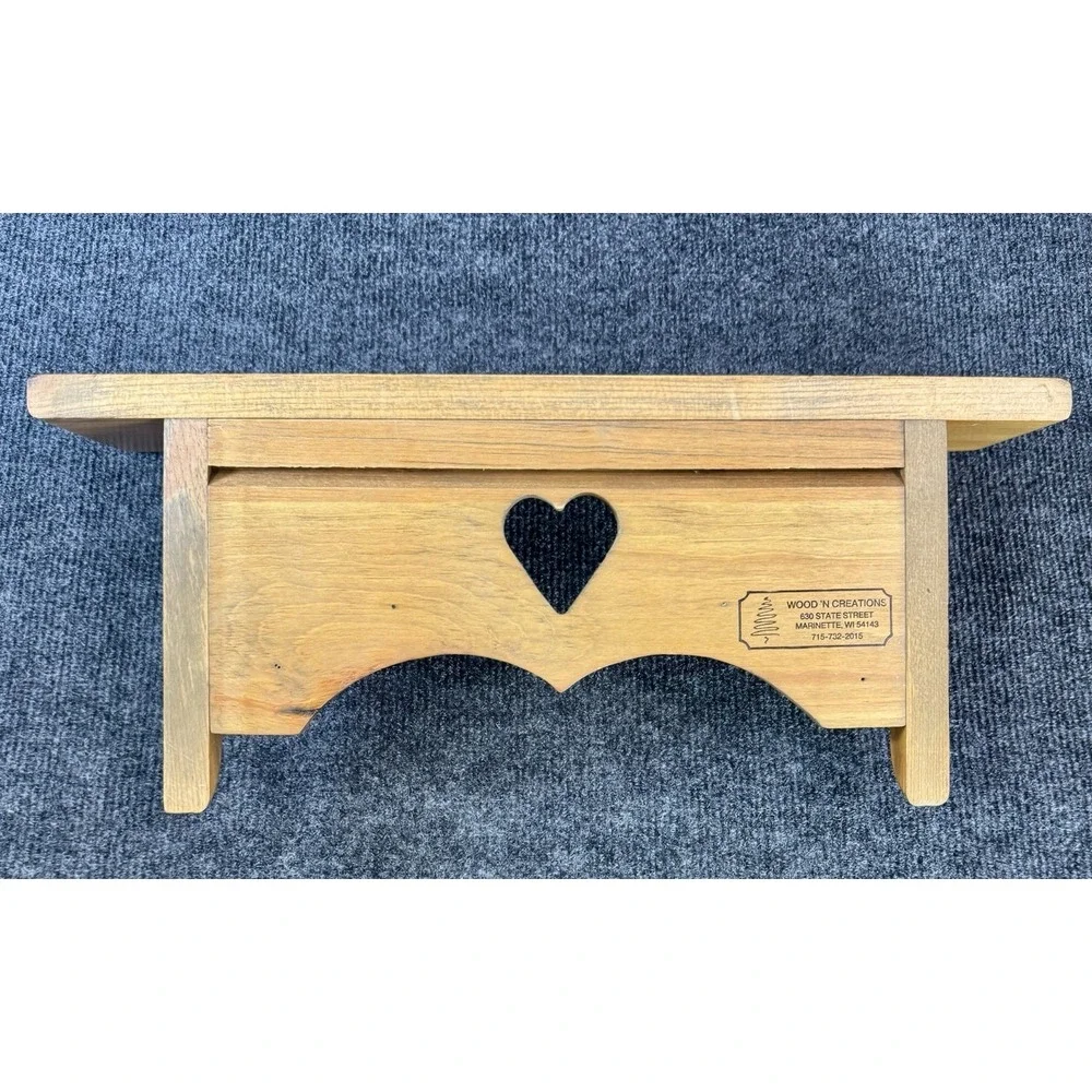 Wood N Creations Wall Shelf Peg Rack Rustic Heart Country Farmhouse 18